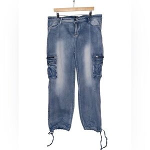Flamingo Vintage 90's Flap Pocket Cargo Blue Jean Wide‎ Leg Denim Women 4xl NWOT